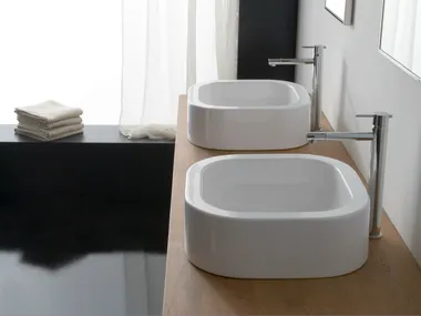 NEXT 40 - Countertop square ceramic washbasin _ Scarabeo Ceramiche